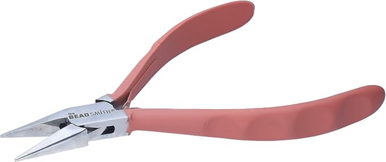 The Beadsmith Satin Touch Round Nose Pliers, 5.75 inches (145mm) with polished steel head, comfortable contoured grip handles and double-leaf springs, tool for jewelry making